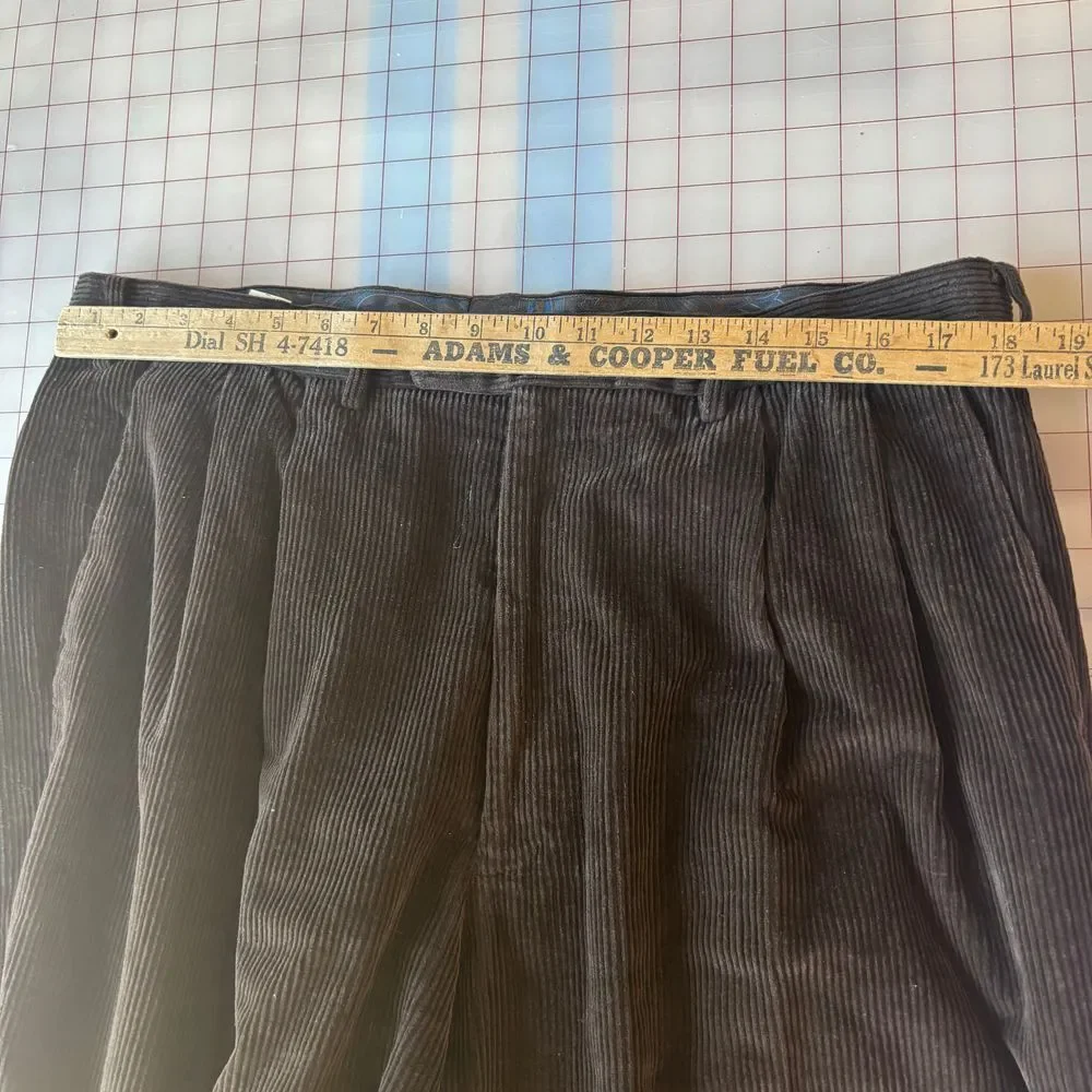 Lauren Ralph Lauren‎ Mens Corduroy Pleated Dress Pants Classic Fit Brown 36x33